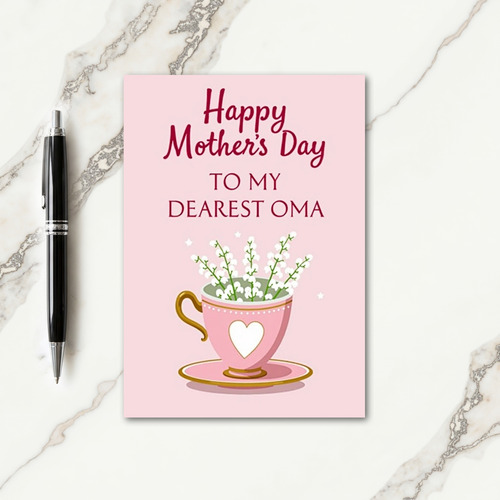 Polka Dot Teacup Greeting Card