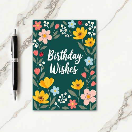 Polka Dot Teal Blossom Card