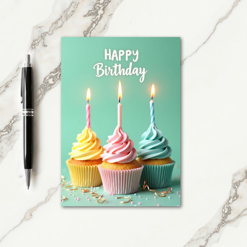 Polka Dot Trio Cupcakes Card