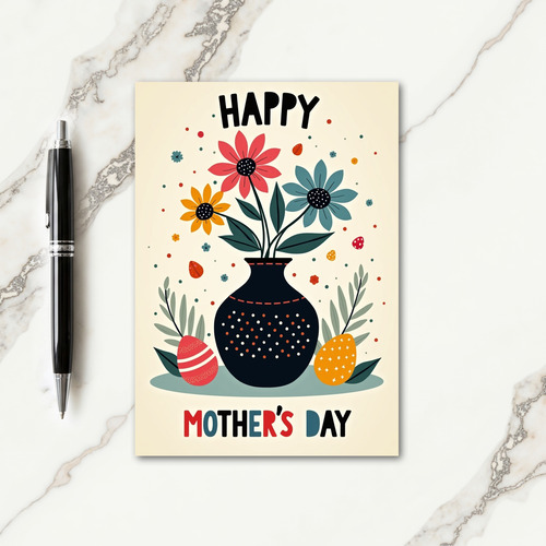 Polka Dot Vase Flower Card