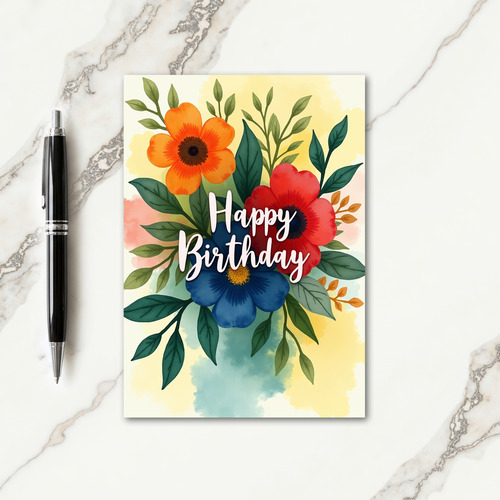 Polka Dot Watercolor Flower Card