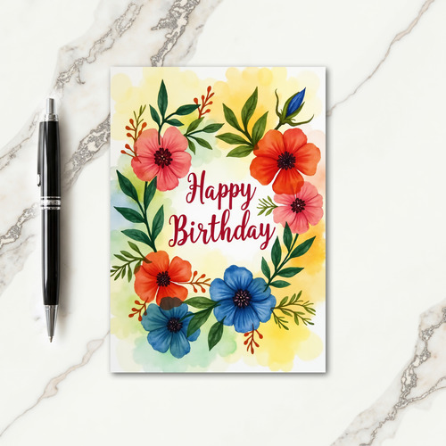 Polka Dot Watercolor Wreath Card