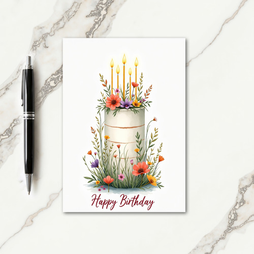 Polka Dot Wildflower Cake Card