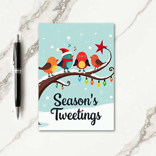Polka Dot Winter Birds Card