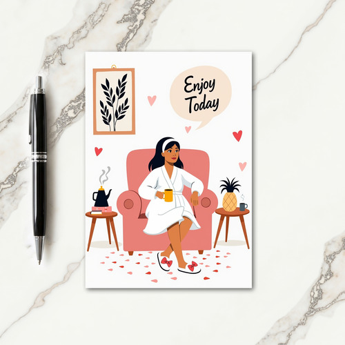 Polka Dot Woman Relaxing Card