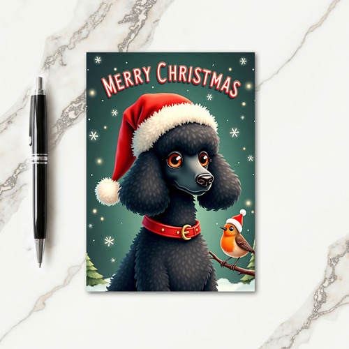 Poodle Christmas Hat Card