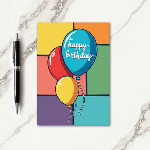 Pop Art Birthday Balloons Card