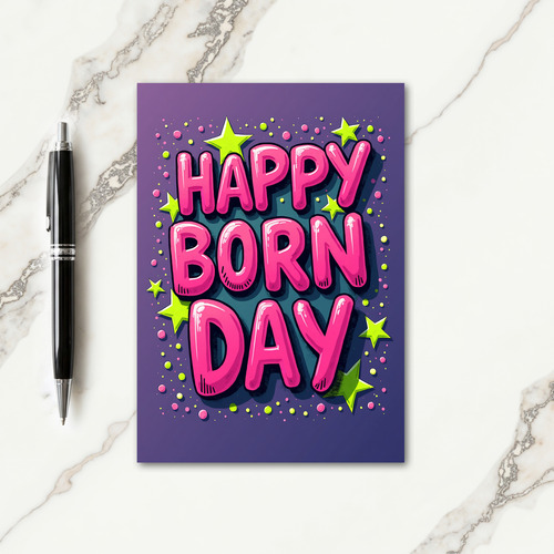 Pop Art Pink Birthday Card