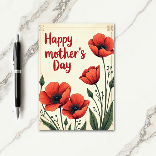 Poppy Blossom Mothers Day Card