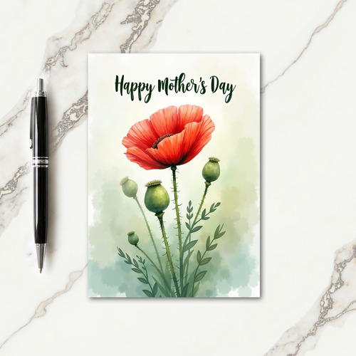 Poppy Floral Mothers Day Card