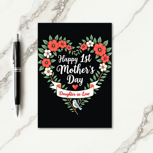 Poppy Heart Pattern Mothers Day Card