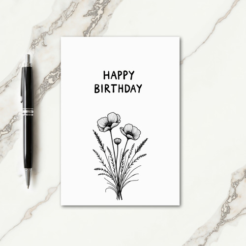 Poppy Illustration Birthday Card