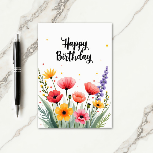 Poppy Wildflower Birthday Card