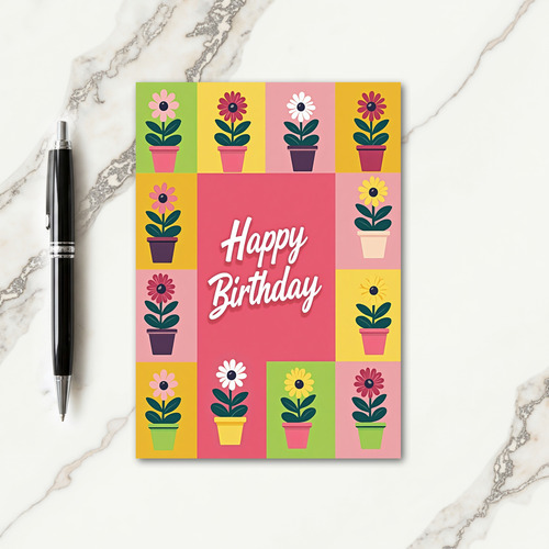 Potted Flower Birthday Card