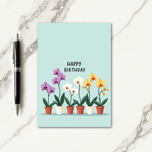 Potted Orchid Birthday Card
