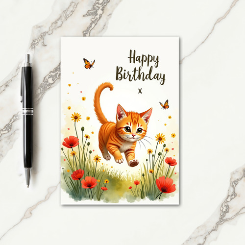 Prancing Cat Birthday Card
