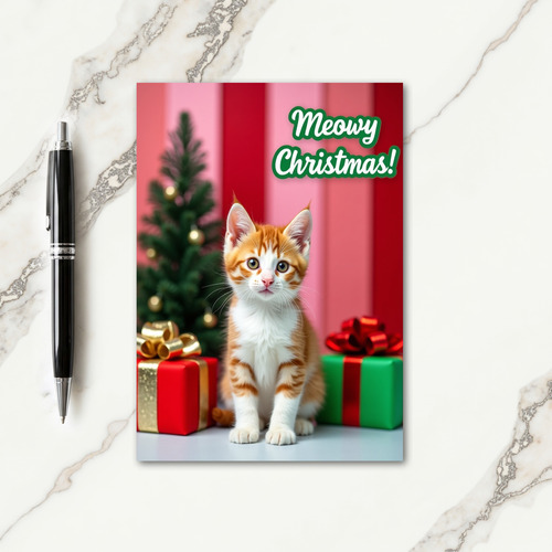 Presents Cat Christmas Card