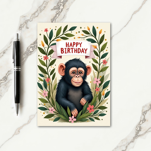 Primate Bloom Birthday Card