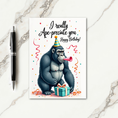 Primate Party Birthday Card