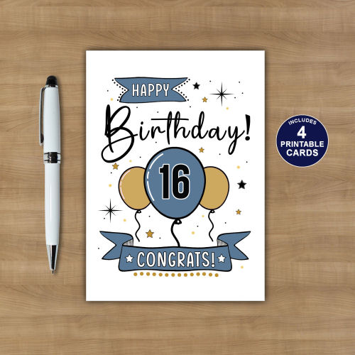 Printable 16th Birthday Card