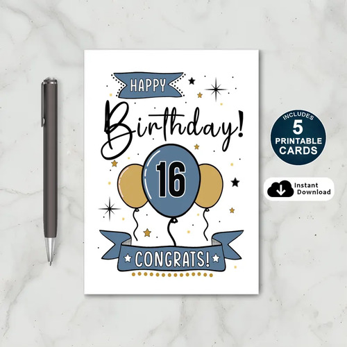 Printable 16th Birthday Card