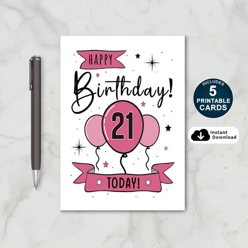 Printable 21st Birthday Card