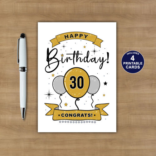 Printable 30th Birthday Card