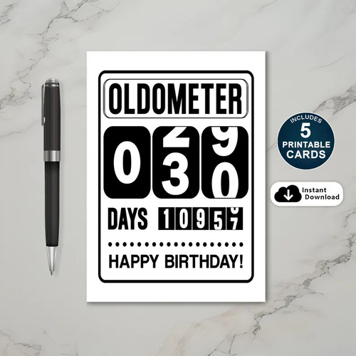 Printable 30th Birthday Oldometer Card