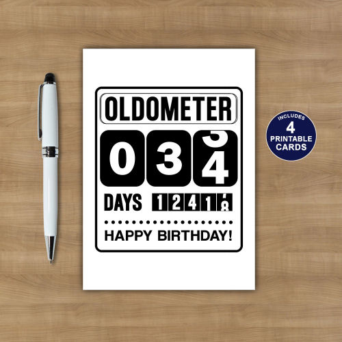 Printable 34th Birthday Oldometer Card