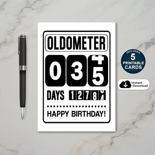 Printable 35th Birthday Oldometer Card