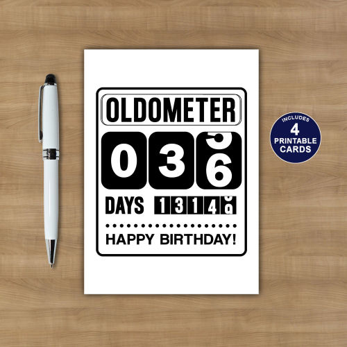 Printable 36th Birthday Oldometer Card