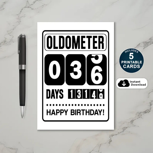 Printable 36th Birthday Oldometer Card