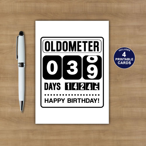 Printable 39th Birthday Oldometer Card