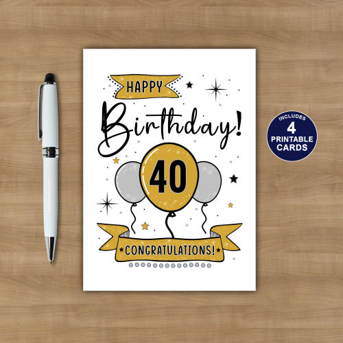 Printable 40th Birthday Card