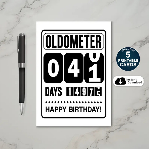 Printable 41st Birthday Oldometer Card