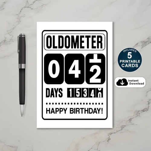 Printable 42nd Birthday Oldometer Card