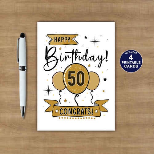 Printable 50th Birthday Card