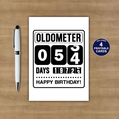 Printable 54th Birthday Oldometer Card
