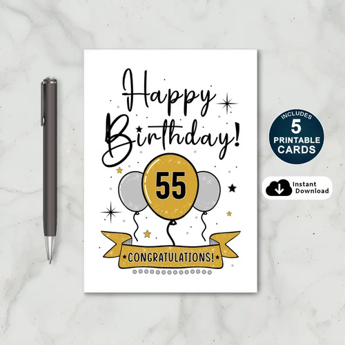 Printable 55th Birthday Card