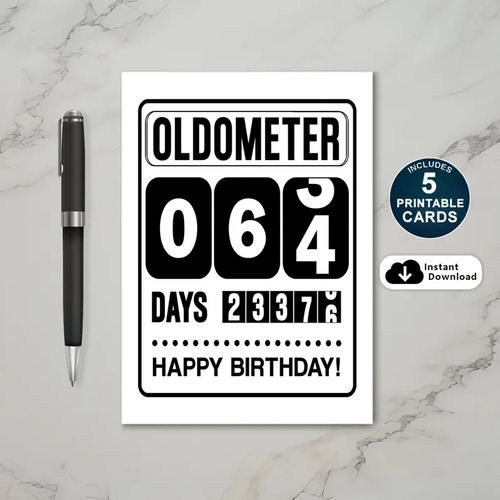 Printable 64th Birthday Oldometer Card