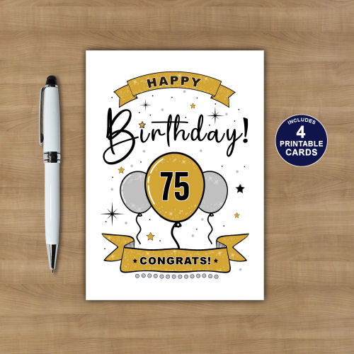 Printable 75th Birthday Card