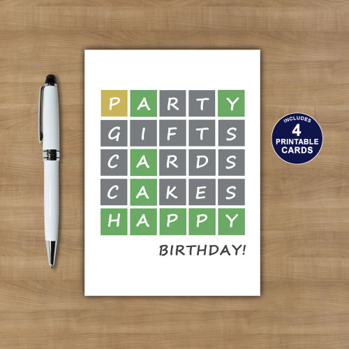 PRINTABLE Wordle Birthday Card