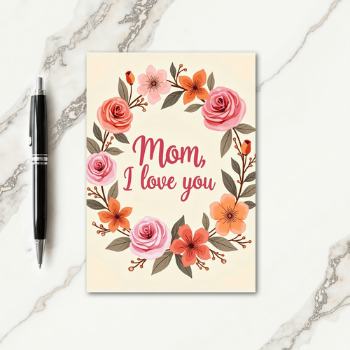 Profound Love Floral Wreath Card