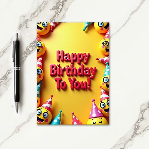 Puffed Red Text Birthday Card
