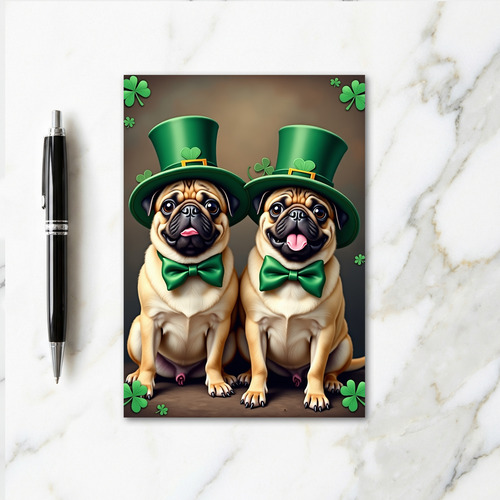 Pug Pattern St Patricks Day Card