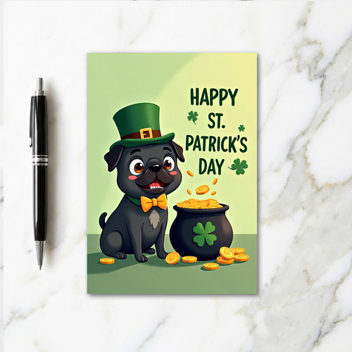 Pug Shamrock Pattern Card