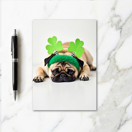 Pug St Patricks Day Portrait Card