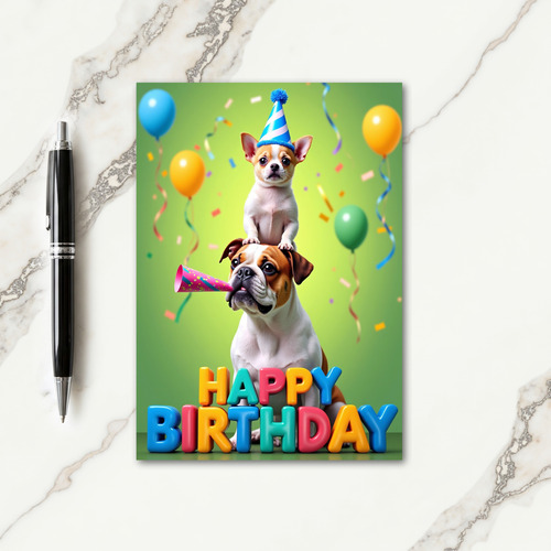 Pup Party Horn Birthday Card