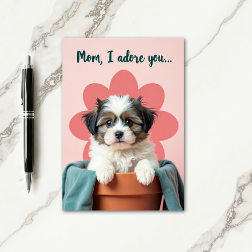 Puppy Adoration Moms Day Card