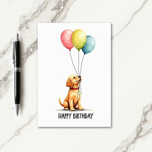 Puppy Balloons Birthday Card